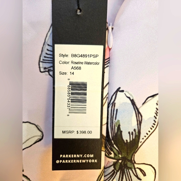 Parker Black Floral Dress, size 14, NWT - Picture 6 of 6
